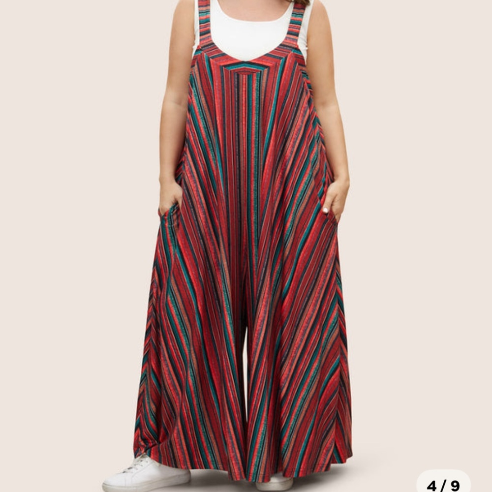 BloomChic Colorer Striped Adjustable Straps Jumpsuit